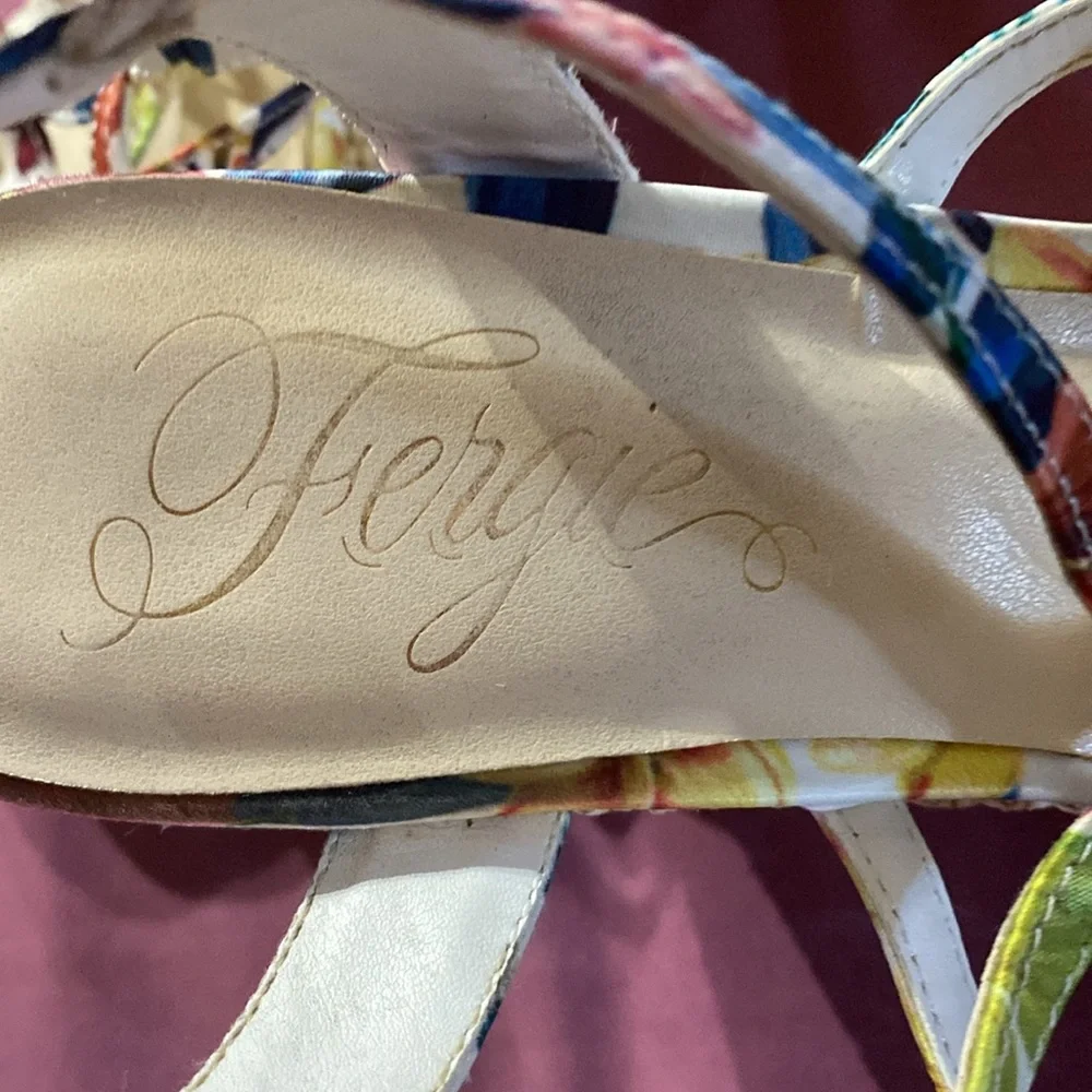 Fergie wedges multi colored flower print